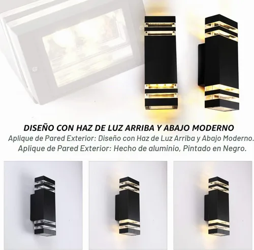 Vista 5 de Aplique de pared LED impermeable para porche de 12 W, (sensor de atardecer a amanecer), lámparas de pared modernas e impermeables, 1000 lúmenes