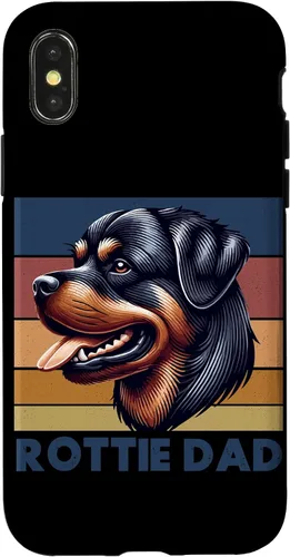 Vista 5 de Rottweiler Dad Rottie Father Dog Parent Father's Day Retro Case for iPhone 16