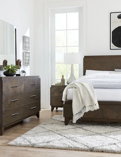 Vista 6 de Modus Furniture Cama con paneles de madera maciza, Queen, Broderick - Marrón avena silvestre