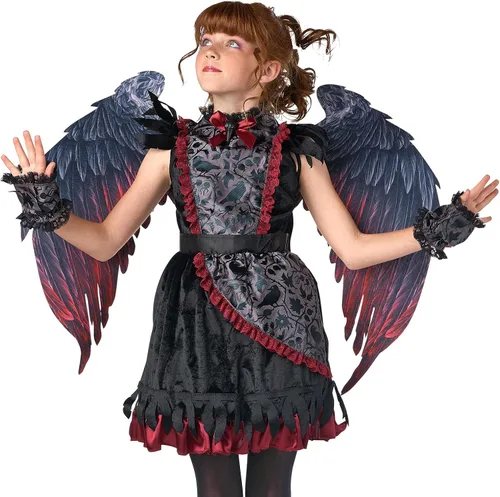Vista 2 de JUST FOR PARTY Girl Fallen Angel Costume with Wings Cape for Halloween, Cosplay