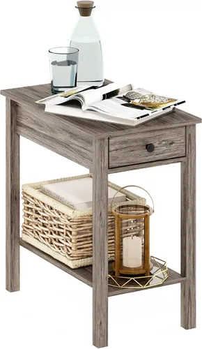 Vista 15 de Furinno Dario - Mesa auxiliar / estante de almacenamiento de noche con cajón de contenedor, pino ámbar/negro, 1 paquete, contenedor superior