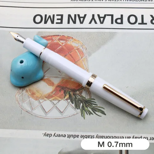 Vista 40 de 82 Pluma estilográfica - Barril de material acrílico, plumín extrafino de iridio con convertidor de tinta, pluma de escritura suave, diseño clásico