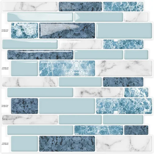Vista 11 de DEWOO Azulejos autoadhesivos 3D de pared para salpicaduras, color marrón