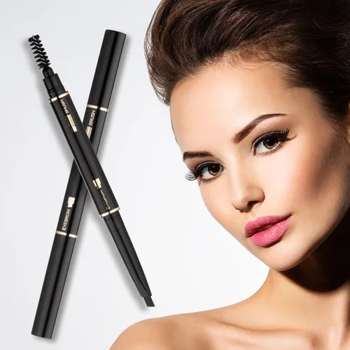 Vista 7 de Lápiz de cejas 2 paquetes, lápiz de cejas impermeable a prueba de manchas con cepillo para cejas, kit automático de maquillaje para cejas, negro