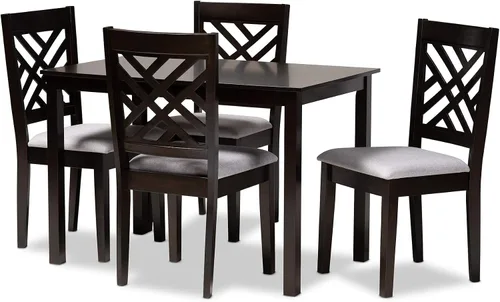 Vista 11 de Baxton Studio Caron - Juego de sillas de comedor (2 piezas, madera con acabado marrón oscuro de transición)