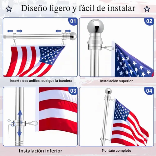 Vista 5 de Anillos giratorios de asta de bandera de 1 pulgada, clips giratorios de aleación de aluminio anti-envoltura de 360°, anillos giratorios de montaje