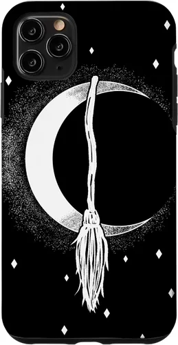 Vista 13 de Funda para iPhone 16 con diseño de luna creciente, escoba de bruja, vintage, Halloween, niñas y mujeres