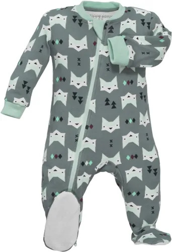 Vista 42 de ZippyJamz - Pijama orgánica para bebé con pies y cremallera para cambiar pañales fácil y rápido