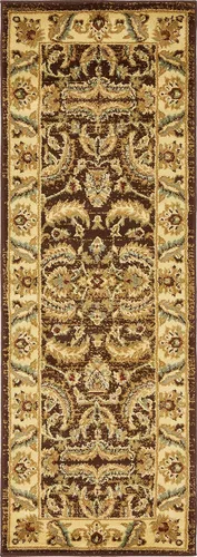 Vista 42 de Unique Loom - Colección Voyage - Alfombra redonda tradicional oriental, marrón, Polipropileno, Marrón/Azul Claro