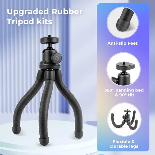 Vista 3 de UBeesize Trípode para teléfono, UBeesize Trípode para teléfono de 30 cm flexible con soporte para teléfono celular y obturador remoto inalámbrico