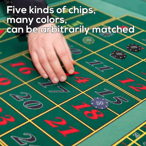 Vista 5 de Professional Poker Chips Set, Denomination Poker Chips with Dice Striped Pattern for Card Blackjack Games & Parties - 100 Pieces
