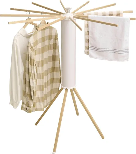 Vista 17 de JOOM Estante de secado de ropa de 4 patas, perchero portátil y plegable que ahorra espacio, estante de secado de ropa para ropa, 4 varillas, 16