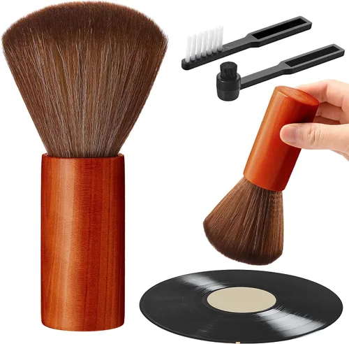 Vista 10 de Ziliny 3 piezas de cepillo de limpieza de discos de vinilo de madera antiestático para discos de polvo, kit de limpiador de vinilo, accesorios