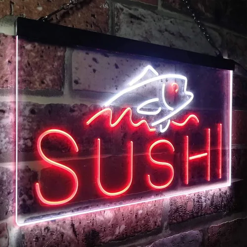 Vista 36 de ADVPRO Sushi Fish Sashimi Restaurant - Letrero de neón LED de doble color, azul y rojo, 12 x 8.5 pulgadas, st6s32-i3334-br