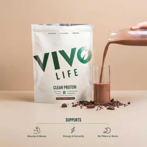 Vista 2 de Vivo life Proteína vegana en polvo 0.74 oz de guisantes y cáñamo, proteína a base de plantas por cucharada 30 porciones (31.7 onzas, sin sabor)