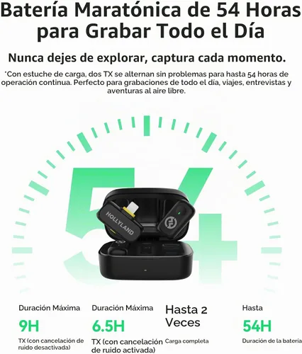 Vista 7 de Hollyland Lark A1 (2TX+USB-C RX+estuche de carga) Micrófono magnético Negro