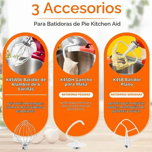 Vista 2 de KitchenAid - Juego de 3 accesorios para batidora de pie inclinable