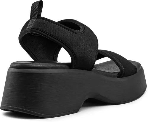 Vista 4 de DREAM PAIRS Sandalias de plataforma elegantes de verano para mujer, tacones gruesos de cuña baja y cómodas