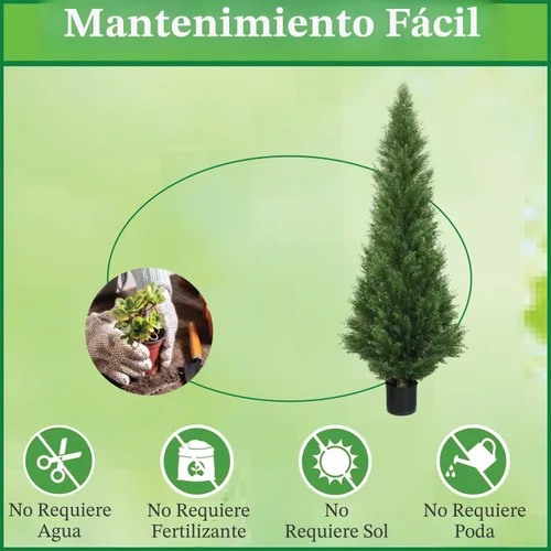 Vista 8 de Dos árboles topiarios artificiales de cedro para exteriores de 5 pies, plantas en maceta, construcción de dos piezas