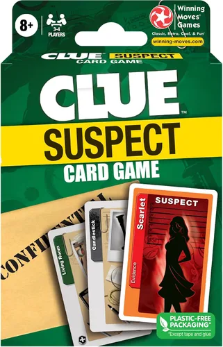Vista 2 de Juego de cartas Clue Suspect - All the Fun of Clue - in Minutes!, por Winning Moves Games USA, Edición de juego de cartas portátil de la pista