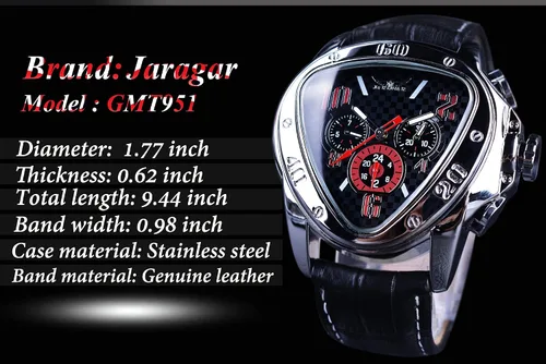 Vista 7 de Winner Fashion - Reloj de pulsera mecánico triangular de carreras, esfera de esqueleto dorado impermeable, movimiento automático, reloj mecánico