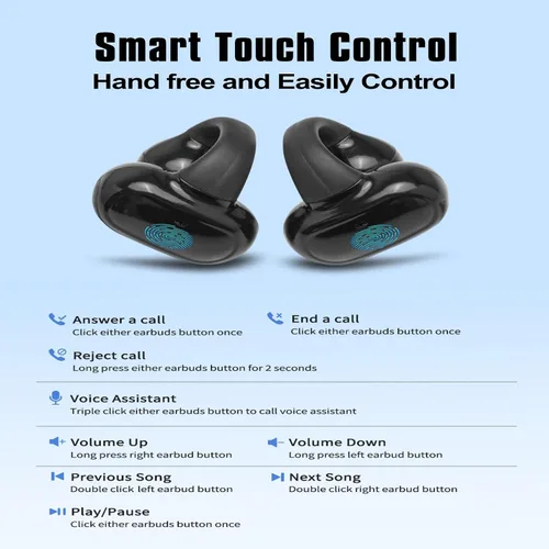 Vista 5 de Clips inalámbricos para los oídos, clips abiertos para los oídos, auriculares Bluetooth estéreo deportivos con micrófono, cancelación de ruido