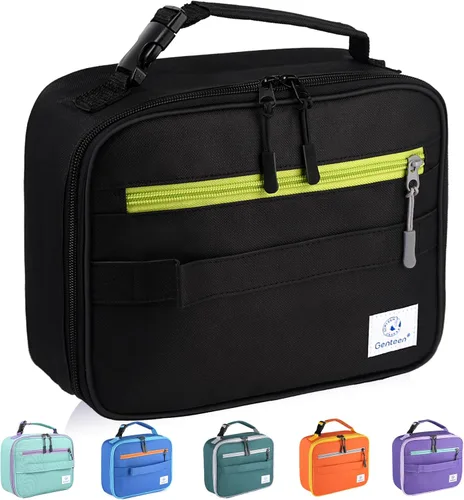 Vista 22 de Genteen Paquete de 2 bolsas de almuerzo suaves aisladas con doble cremallera, resistente, congelable y reutilizable para niños, hombres