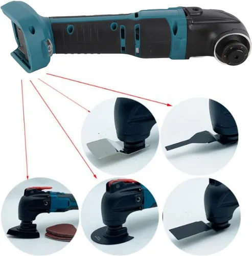 Vista 7 de Kit de herramientas oscilantes, multiherramienta de 6000-20000RPM con ángulo de giro ajustable, construcción de ABS, control de velocidad versátil