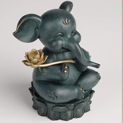 Vista 5 de Estatua de decoración de mesa, estatua de elefante de color de latón Feng Shui, estatua de la suerte, figura de la suerte, regalo de estatua