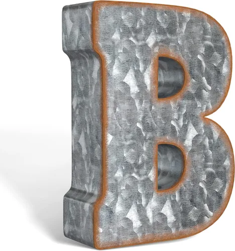 Vista 13 de CraftyCrocodile Números de metal galvanizado de 7" para decoración de pared - Número 3D 0 para colgar y de pie libre - Números de mesa rústicos
