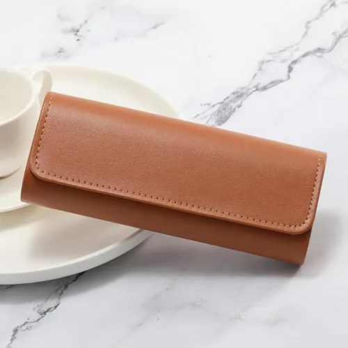 Vista 5 de Estuche rígido unisex para lentes de sol, 1 funda de piel sintética ligera para lentes de sol Café