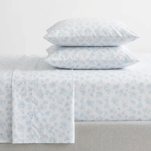 Vista 40 de Martha Stewart - Juego de sábanas tamaño individual con sábana bajera y funda de almohada, ropa de cama de percal de algodón con una sensación