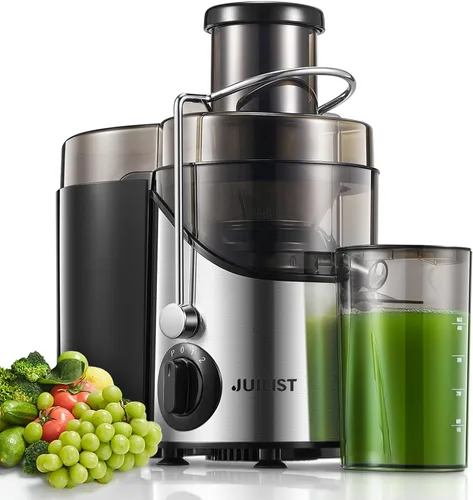 Vista 8 de Máquinas de exprimidor, Juilist Exprimidor de boca ancha de 3", extractor de jugo para vegetales y frutas con ajuste de 3 velocidades, motor de Negro