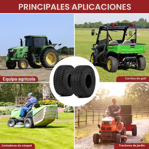 Vista 8 de YITAMOTOR Neumáticos para cortacésped de 15 x 6.00-6 (juego de 2), neumático de césped de tractor sin cámara de 4 capas, neumáticos de cortacésped
