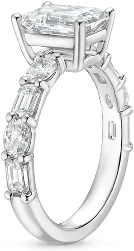 Vista 2 de IGI - Anillo de compromiso de diamantes de talla excelente ovalada blanca de 2.50 quilates con diamantes de laboratorio creados en laboratorio