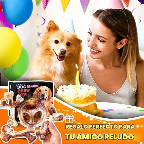Vista 7 de Paquete de 4 juguetes masticables para perros para masticadores agresivos, huesos de nailon indestructibles con sabor a tocino, juguete masticable