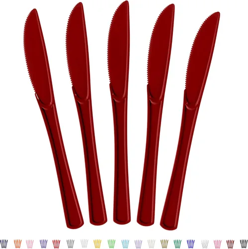 Vista 11 de Party Solids Cuchillos de plástico negro, 100 piezas, tenedores negros, utensilios desechables, juego de cubiertos de plástico resistente