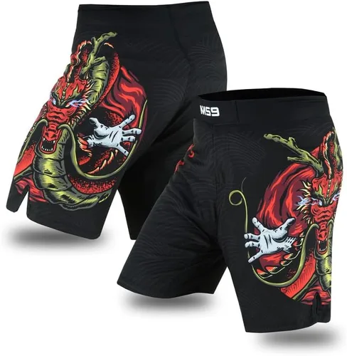 Vista 5 de MS9 Pantalones cortos de artes marciales mixtas para hombres, Grappling Kick Boxing BJJ Boxing