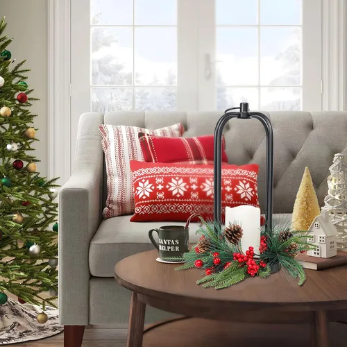 Vista 9 de Linternas decorativas de Navidad para interiores, pack de 2 linternas de Navidad para exteriores, linternas decorativas de 15 pulgadas con luz