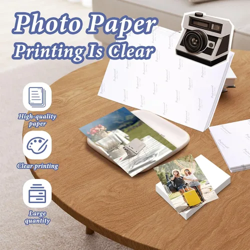 Vista 3 de 100 hojas de papel fotográfico brillante de 200 GSM, papel de impresora fotográfica de calidad de tinte y tinta, hojas de impresión de imágenes
