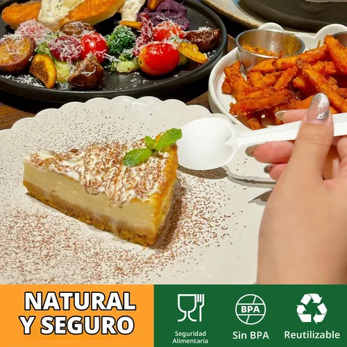 Vista 6 de Juego de cubiertos 100% compostables, 150 piezas (50 tenedores, 50 cucharas, 50 cuchillos) utensilios desechables de almidón de maíz resistentes