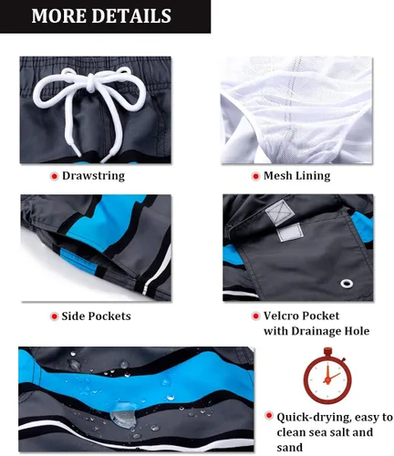 Vista 5 de SILKWORLD Men's Swim Trunks Quick Dry Swimsuit Shorts with Pockets