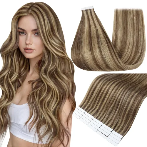 Vista 47 de Full Shine - Extensiones de cabello humano con cinta adhesiva, 10 pulgadas, sin costuras, color 1 negro azabache de 1.06 oz, cinta invisible