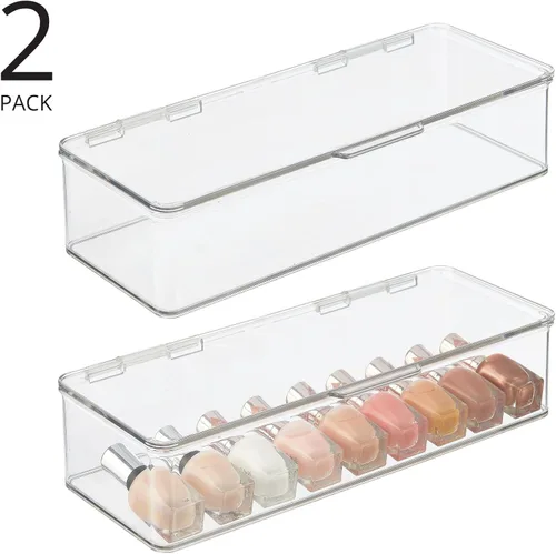 Vista 2 de mDesign - Caja organizadora apilable de plástico para encimera de baño, 2