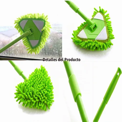 Vista 5 de Trapeador de limpieza triangular ajustable giratorio de 180 grados con cabezales de fregona reutilizables, esponjas de limpieza, trapeador