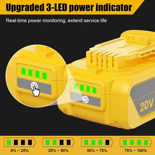 Vista 3 de POWTREE Paquete de 4 baterías de litio de 8.0 mAh DCB200 de repuesto para Dewalt de 20 V compatibles con DCB206 DCB201 DCB207 serie DCD/DCF/DCG/DCS