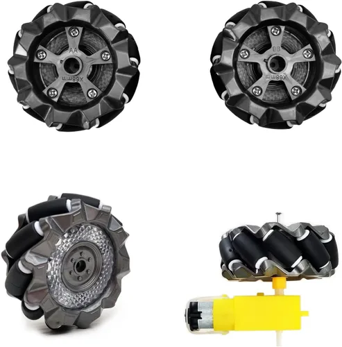 Vista 7 de Kit de coche de rueda mecánica DIY con chasis de metal y motor TT Robot inteligente 4WD Kit de programación de coche omnidireccional con codificador