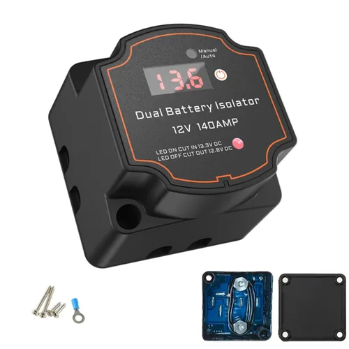 Vista 9 de Kit de aislador de batería dual AULESSE de 3m, aislador de batería de 140Amp, kit de 12V, relé de carga dividida, modos manual/auto, relé VSR