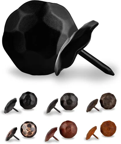 Vista 20 de 10 Pack 0.75" Round Head Iron Clavos Decorative Nails – Black – Handmade Rustic Round Fasteners for Farmhouse Shutters, Faux Wood Beams, Barn Doors