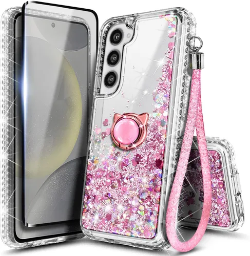 Vista 30 de NGB - Funda para teléfono Samsung Galaxy S9, color aguamarina/morado, bonita funda con purpurina líquida para mujeres y niñas, con protector